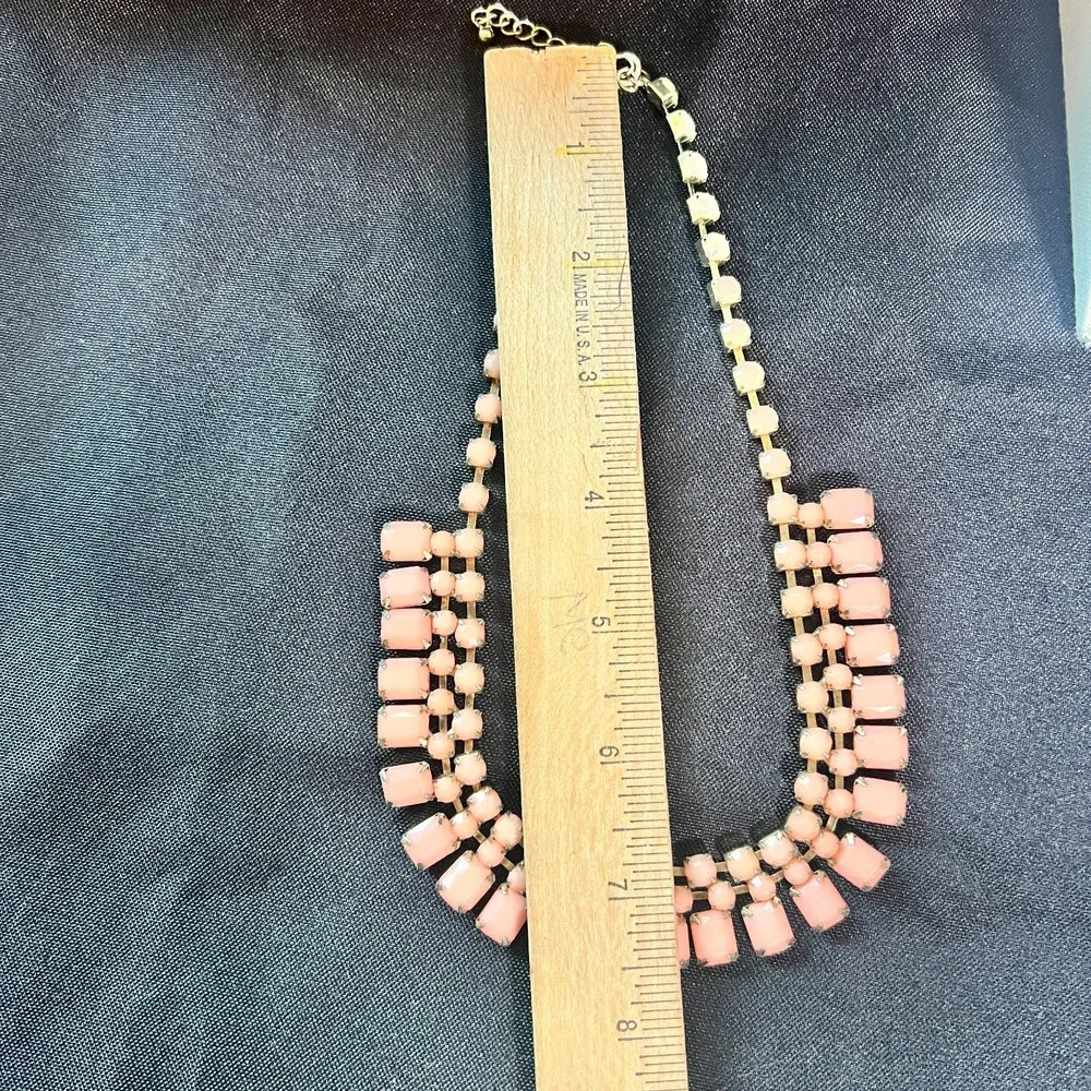 Pink Rhinestone Bib Necklace Statement Pastel Glass Stones 7